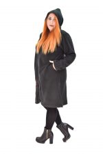 Platinum Ημίπαλτο Μαύρο Γυναικείο Με Κουκούλα Και Μπορντό Σχέδιο Casual All Day Free Size - 986-W-XXL - Image 2