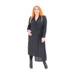 Platinum Φόρεμα Μαύρο Γυναικείο Midi Ασύμμετρο Mακρυμάνικο Με Πλισέ - 1017-ITSXL