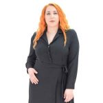 Platinum Φόρεμα Μαύρο Γυναικείο Midi Ασύμμετρο Mακρυμάνικο Με Πλισέ - 1017-ITSXL - Image 4