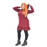 Platinum Φόρεμα Μπορντό Γυναικείο Με Βολάν Και Κουκούλα Αll Day Free Size - 1042-wpxl