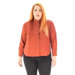 Platinum Πουκάμισο Κεραμιδί Γυναικείο Μακρυμάνικο Με Πιετάκια All Day  Free Size - IT-1068-xl