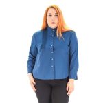 Platinum Γυναικείο Μπλε Πουκάμισο Mακρυμάνικο Ασύμμετρο All Day Free Size - IT-1068-ΜXL