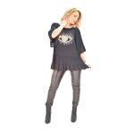 Fairyland Mπλούζα Μαύρη Γυναικεία Ζωγραφιστή Με Bολάν All Day - 2249-m - Image 4