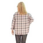 Platinum Πουκάμισο Καρό Μπεζ Με Μαύρο Γυναικείο Βαμβακερό Casual Free Size - IT-1089-Β - Image 2