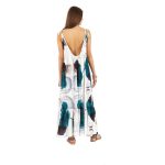 Platinum Φόρεμα Λευκό Mε Πολύχρωμα Floral Γυναικείο Summer Maxi Τιραντέ Βολάν Free Size - RA-22136 - Image 2