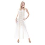 Platinum Καφτάνι - Φόρεμα Λευκό Γυναικείο Αρχαιοελληνικό Αμάνικο Midi ''Μαίανδρος''- 12023-W