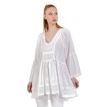 Platinum Πουκαμίσα Λευκή Γυναικεία Με Kιπούρ Και Μανίκι Βολάν All Day - 22018