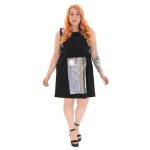 Platinum Φόρεμα Μαύρο Γυναικείο Καλοκαιρινό Κοντό Αμάνικο Με Απλικέ Σχέδιο - MO-72160-WXL