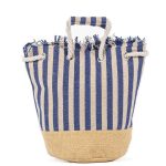 Platinum Τσάντα Χειρός Μπλέ - Μπεζ Με Ριγέ Γυναικεία Καλοκαιρινή All Day  - 817-8 - Image 3