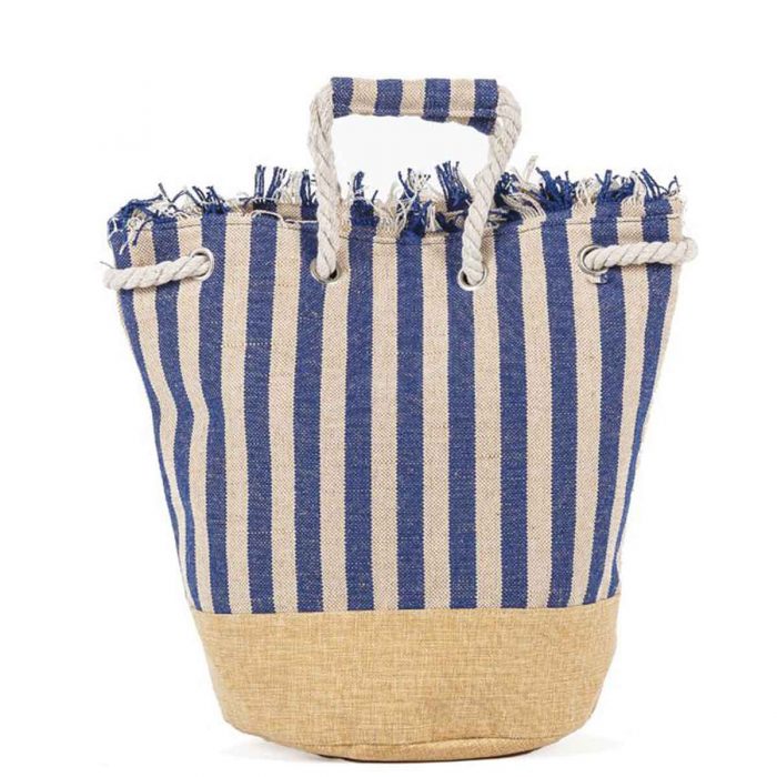 Platinum Τσάντα Χειρός Μπλέ - Μπεζ Με Ριγέ Γυναικεία Καλοκαιρινή All Day  - 817-8 - Image 3