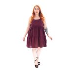 Platinum Φόρεμα Κόκκινο Red Wine Kοντό Τιραντέ Εξώπλατο Klos Free Size - MO-72125-RXL