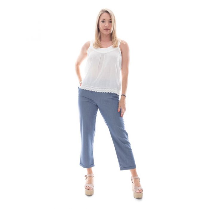 Platinum Μπλούζα Λευκή Γυναικεία Καλοκαιρινή Καθημερινή Με Κιπούρ Δαντέλα - 5451 - Image 4