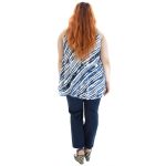 Platinum Μπλούζα Μπλε Ριγέ Γυναικεία Καλοκαιρινή Batik Αμάνικη Eβαζέ Free Size - MIT-32036 - Image 2