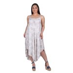 Platinum Φόρεμα - Καφτάνι Γκρι - Λευκό Με Σχέδια Γυναικείο Μidi Τιραντέ Umbrella Free Size - 12004-FS