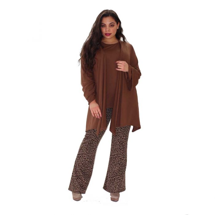 Gomore Γυναικεία Φθινοπωρινή Καφέ - Σοκολά Λεπτή Κλασική Ζακέτα - 14621-ΒR-XXL - Image 3