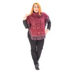 Platinum Γυναικείο Μπορντό Πόντσο Με Κρόσσια Πλεκτό Casual Νεανικό All Day Free Size - 222-3 - Image 5