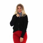 Platinum Γυναικεία Μαύρη Ζακέτα Casual Κοντή Πλεκτή Με Κουμπιά Free Size - IT-6003