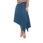 Platinum Φούστα Μπλε Γυναικεία Μidi Κlos Eβαζέ Ασύμμετρη All Day - ITX-1058-BL - Image 4