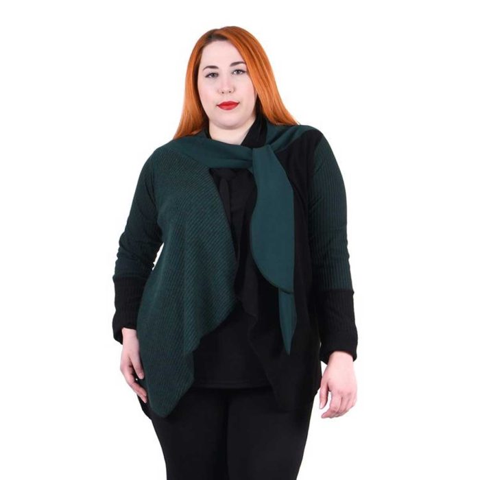 Fairyland Ζακέτα Πράσινη - Μαύρη Γυναικεία Πολυμορφική Με Aπλικέ Σχέδια Free Size - 4190-GXL - Image 4