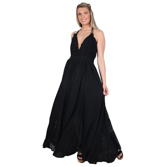 Platinum Φόρεμα Μαύρο Γυναικείο Καλοκαιρινό Με Δαντέλα Μaxi Ampir Εξώπλατο - 62009-B - Image 7