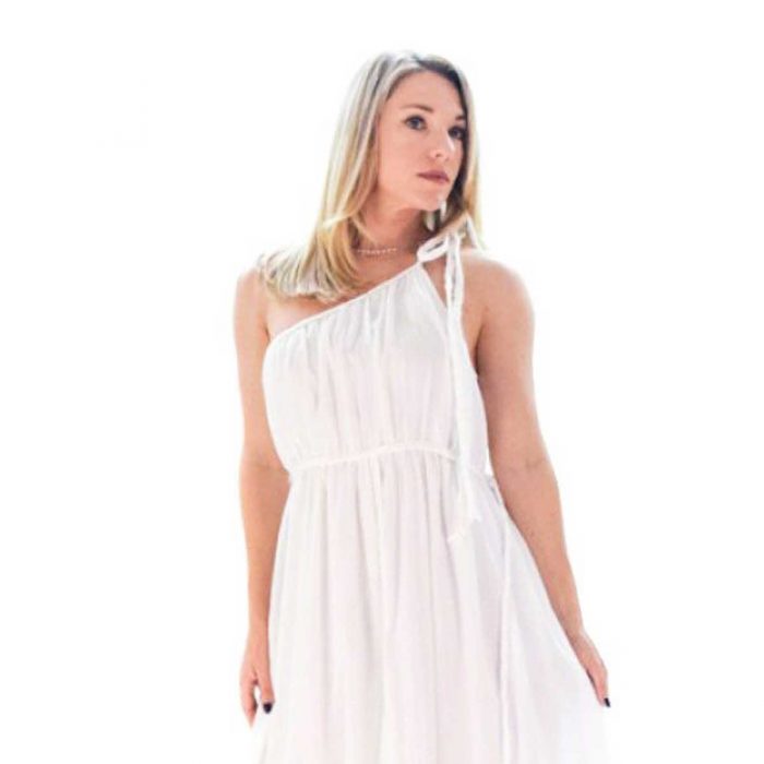 Platinum Φόρεμα Λευκό Γυναικείο Ρομαντικό Μaxi Klos "Αρχαιοελληνικό Στυλ"- SAR-62117-W - Image 4