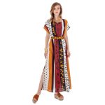 Platinum Φόρεμα Πολύχρωμο Γυναικείο Καλοκαιρινό Μaxi Εthnic Africa Eξώπλατο - 12262