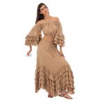 Platinum Krop Top Μόκα Γυναικεία Off Solder Με Βολάν Και Μανίκια Flair All Day Free Size - 62017-MC