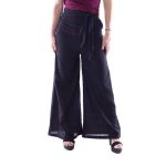 Platinum Παντελόνι Μαύρο Γυναικείο Καλοκαιρινό Βαμβακερό Με Φερμουάρ Και Ζώνη - 72138-B - Image 3