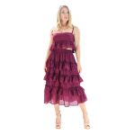 Platinum Φούστα Μπορντό Γυναικεία Girly Mε Σειρές Βολάν Midi Free Size - SAR-62105-BR - Image 3