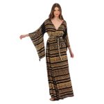 Platinum Κιμονό - Φόρεμα Μαύρο Με Χρυσά Σχέδια Γυναικείο Αρχαιοελληνικό Free Size All Day - 12235-BC