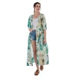 Platinum Κιμονό Πράσινο Με Floral Γυναικείο Multi Color Κοντομάνικο All Day - 22250