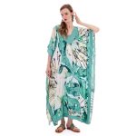 Platinum Καφτάνι Πράσινο Γυναικείο Maxi Με Μulti Color ''Flower Print'' - 22251