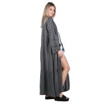 Platinum Μαντό - Κιμονό Μαύρο Γκρι Με Ριγέ Γυναικείο Μaxi Με Βολάν All Day Free Size - 72232 - Image 3