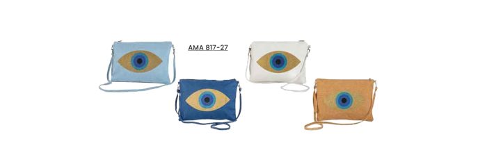 Platinum Τσάντα Μπλε Γυναικεία Καλοκαιρινή Χιαστί ''Χρυσό Οβάλ Μάτι Στόχος'' All Day - 817-27-BL - Image 3