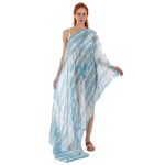 Platinum Παρεό - Μαντήλι Γαλάζιο Με Λευκό Γυναικείο Print ''Θάλασσα'' - AMA-807-5