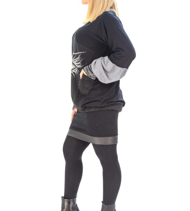 Fairyland Μαύρη Ζωγραφιστή Mπλούζα ''Το Βλέμμα Που Ταξιδεύει'' - fmAthina-3