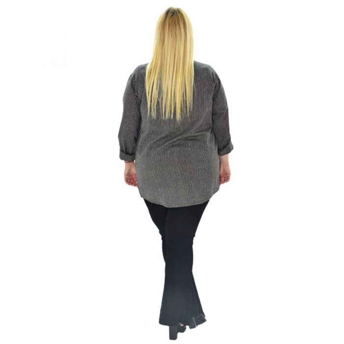 Platinum Mαύρη Ριγέ Μακρυμάνικη Unisex Casual Πουκαμίσα - MO-10-M