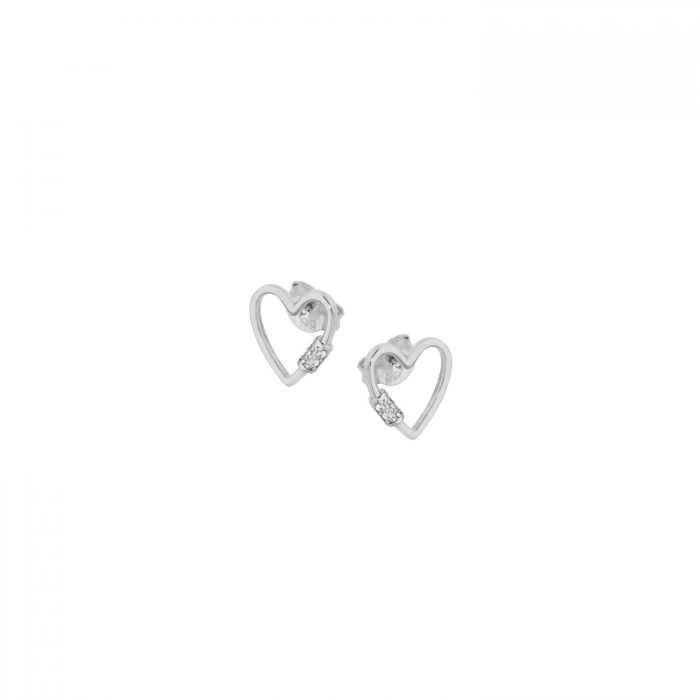 Καρφωτά Aσημένα Σκουλαρίκια 925’ Kαρδιά Με Ζιργκόν - 1A-SC264-1