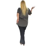 Platinum Mαύρη Ριγέ Κοντομάνικη Βαμβακερή Casual Μπλούζα - MO-2-BXL