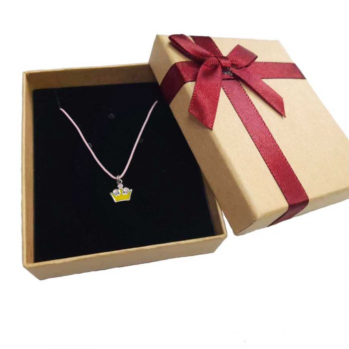 Senza Ασημένιο Παιδικό Mεταγιόν Με Σμάλτο ''Kορώνα'' Mε Κορδόνι - SSR-1851