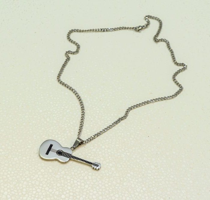 Aτσάλι Unisex Koλιέ Kιθάρα Με Αλυσίδα Ατσάλι - 13325