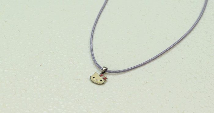 Ασημένιο Παιδικό Mεταγιόν Με Σμάλτο ''Hello Kitty'' Mε Κορδόνι - FM-31-SL