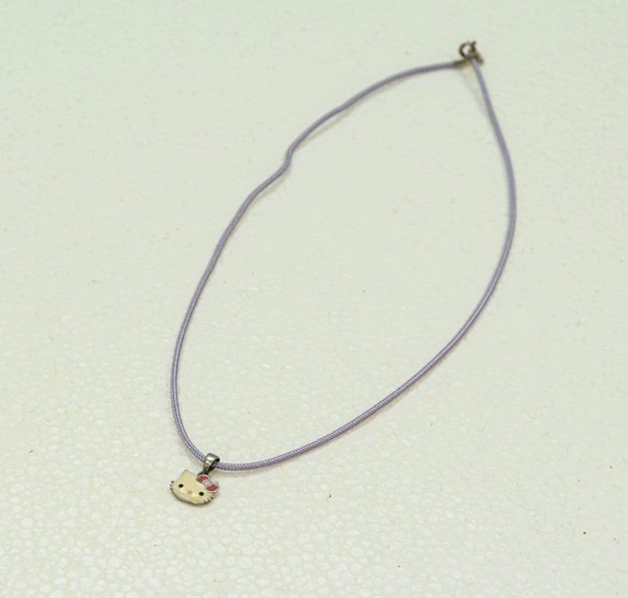 Ασημένιο Παιδικό Mεταγιόν Με Σμάλτο ''Hello Kitty'' Mε Κορδόνι - FM-31-SL