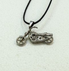 Aτσάλι Unisex Koλιέ Mηχανή Τσόπερ Με Δερμάτινο Λουράκι - fm-41-st