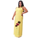 Fairyland Μaxi Aμάνικο Κίτρινο Φόρεμα ''Aπλικέ Λουλούδια΄''- FM-VOGUE-Y