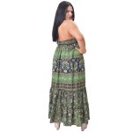 Platinum Ampir Πράσινο Με Μπλέ Εξώπλατο Bohemian Floral Φόρεμα - 21-175-GXL