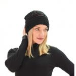 Fairyland Mαύρος Πλεκτός Χειροποίητος Σκούφος Με Κόκκινη Ρίγα - fm-341mf