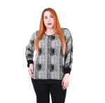 Gomore Ασπρόμαυρη Μπλούζα Με Σχέδιο Ψαροκόκκαλο - 94127-WXXL