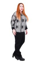 Gomore Ασπρόμαυρη Μπλούζα Με Σχέδιο Ψαροκόκκαλο - 94127-WXXL