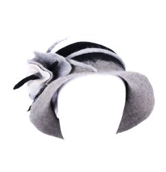 Platinum Γκρί - Mαύρο Καπέλο Felt Με Λουλούδι - 23-HA